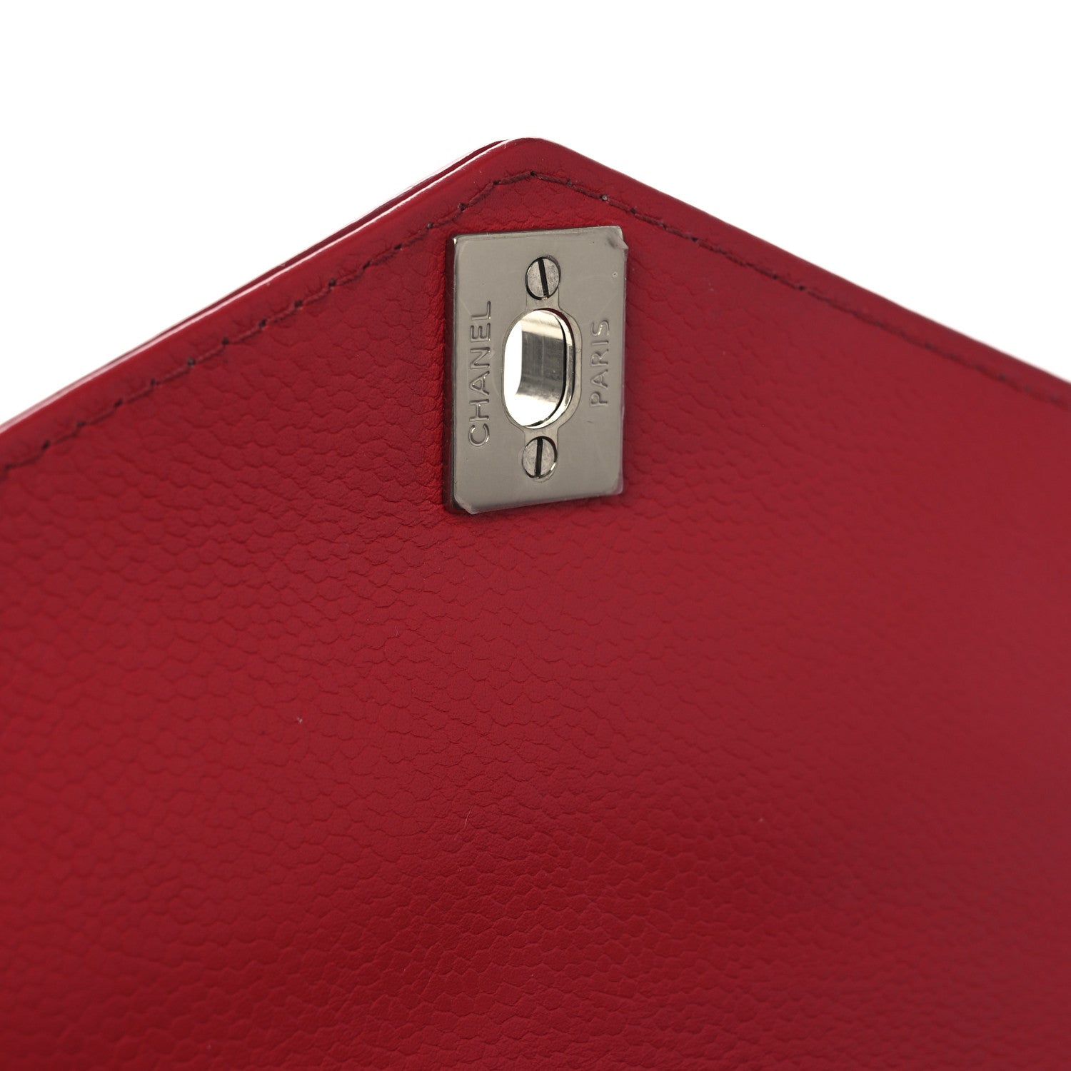 Chanel Caviar Chevron Quilted Small Single Flap Red