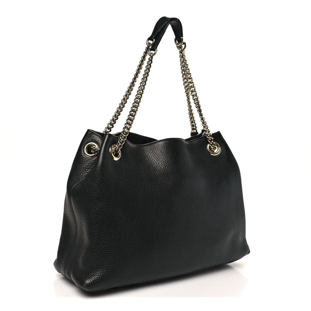 Gucci Pebbled Calfskin Medium Soho Chain Shoulder Bag Black