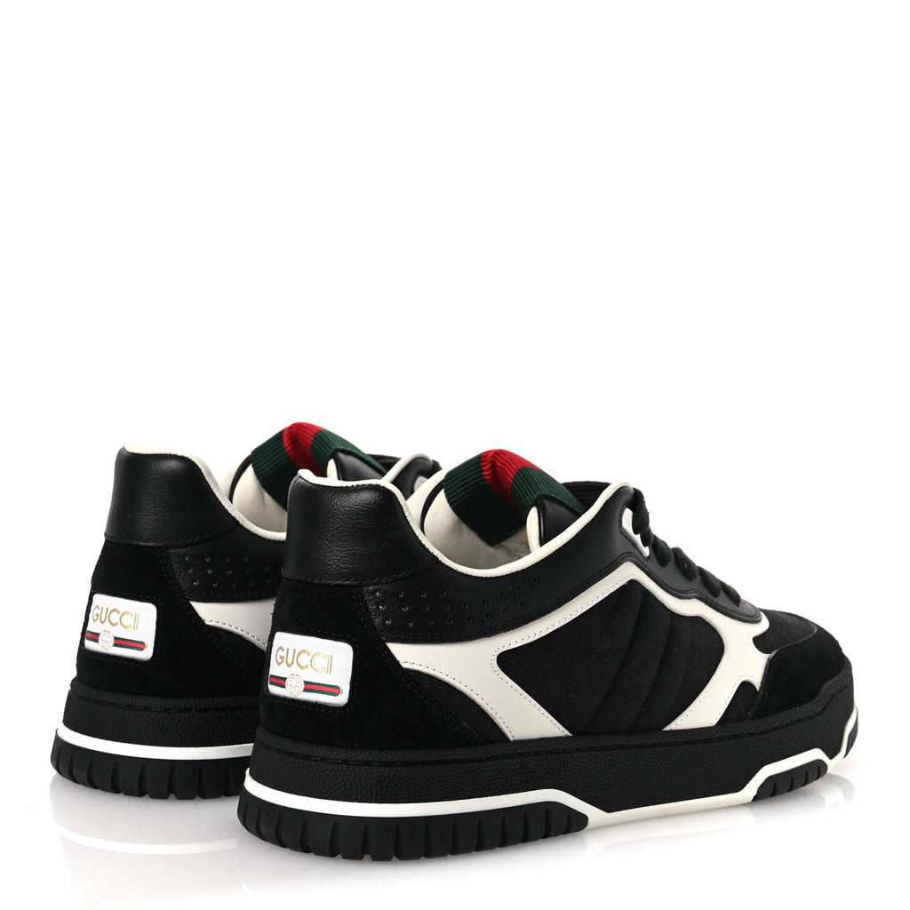 Gucci Calfskin Suede GG Monogram Re-Web Womens Sneakers 38 White Black