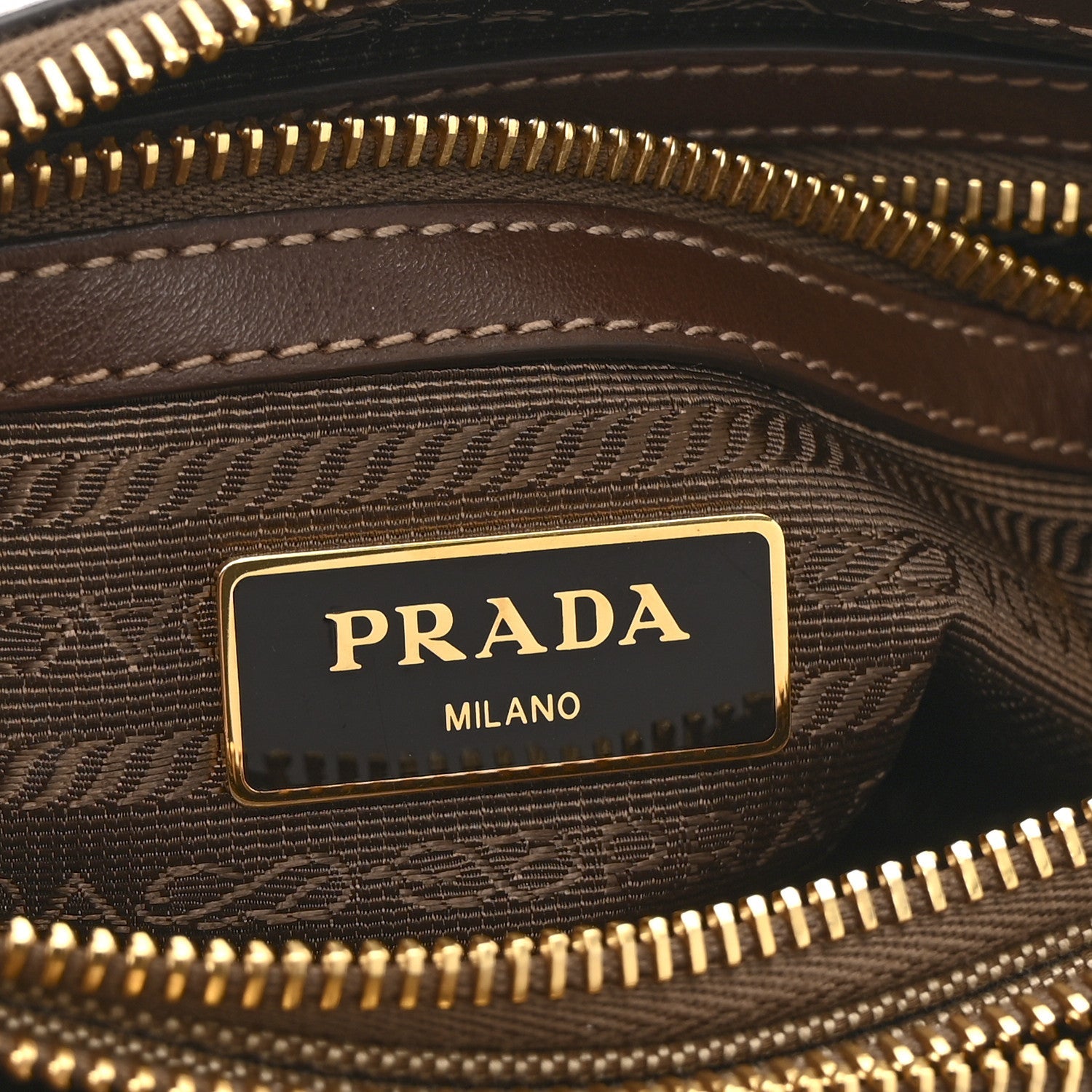 Prada Jacquard Logo Flat Crossbody Bag Corda Bruciato