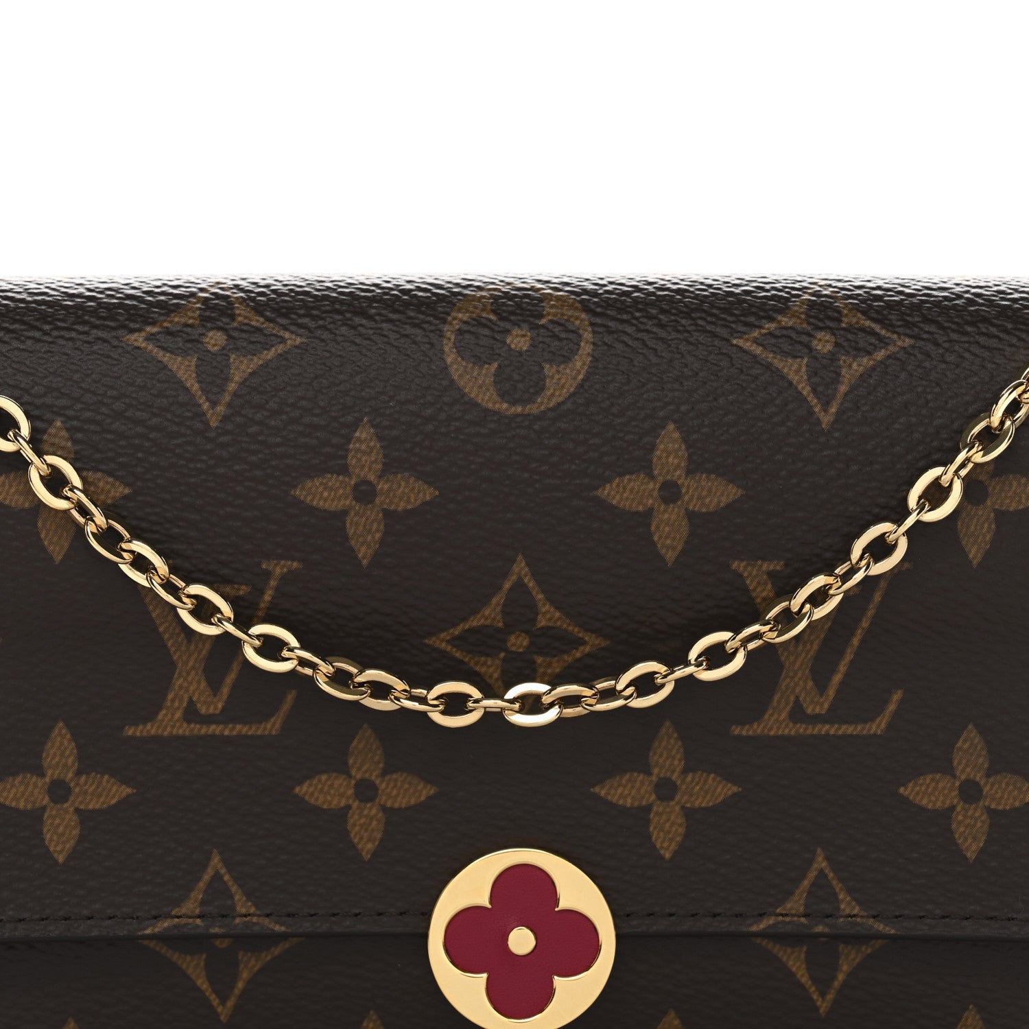 Louis Vuitton Monogram Flore Chain Wallet Fuchsia