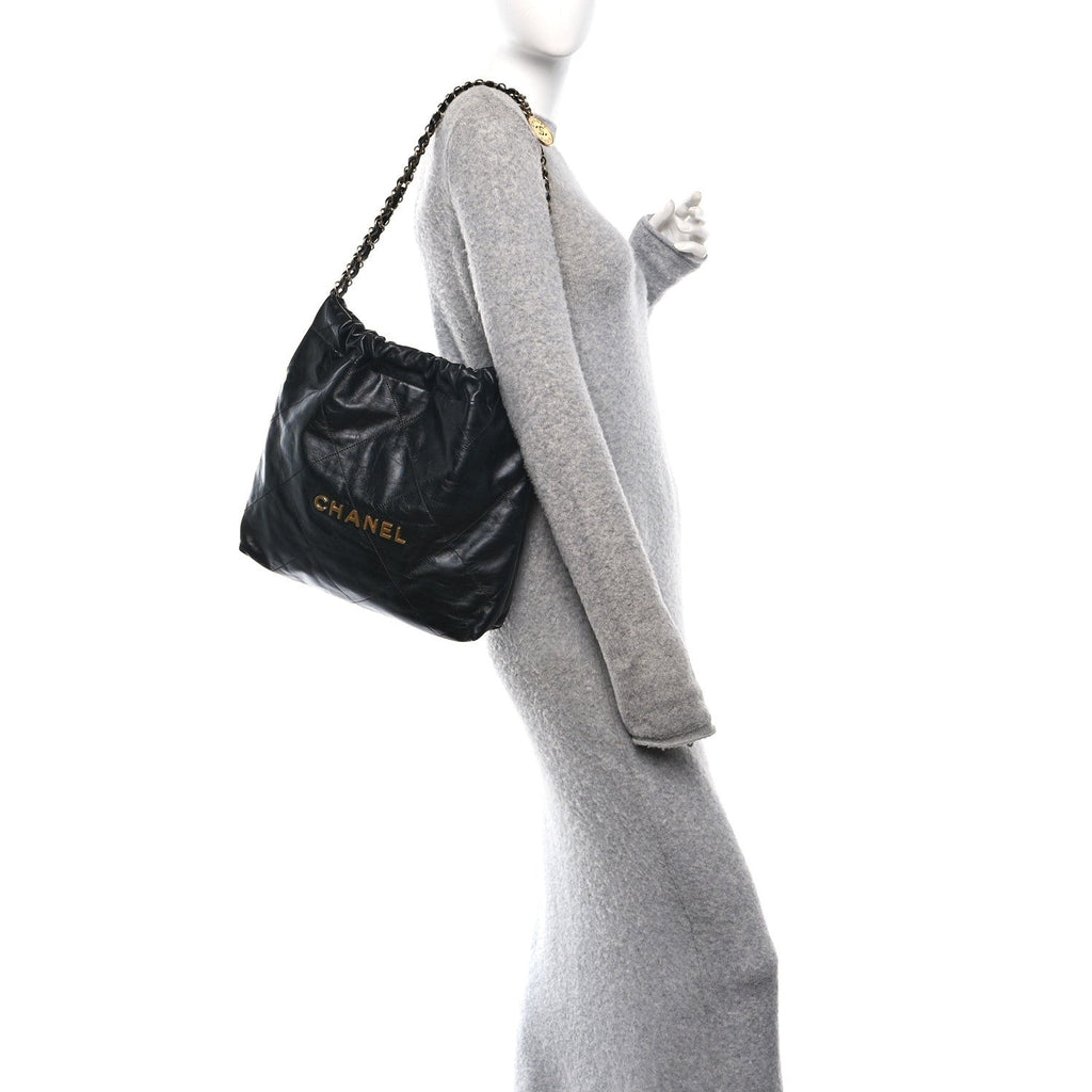 Chanel Shiny Calfskin Quilted Small Chanel 22 Black