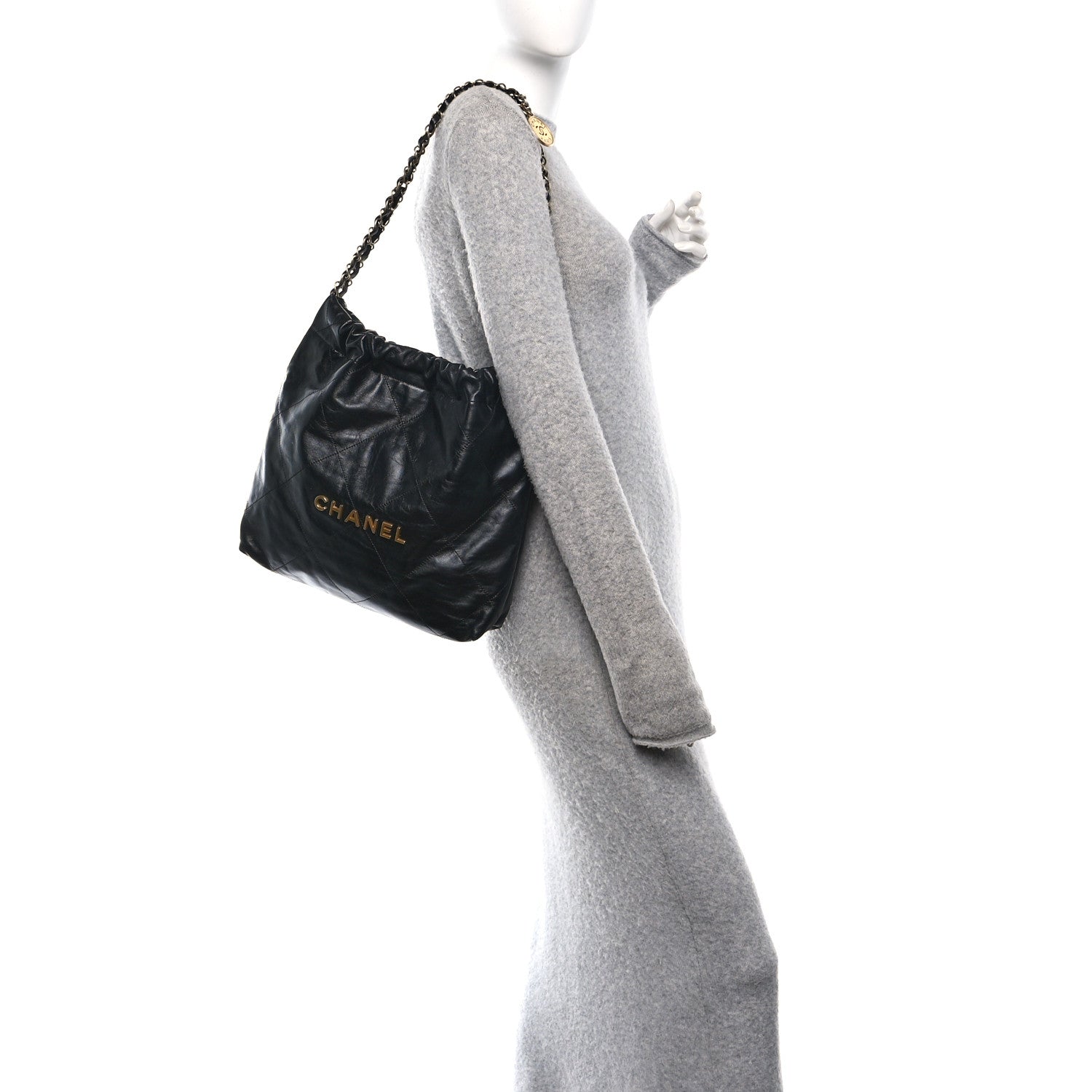 Chanel Shiny Calfskin Quilted Small Chanel 22 Black