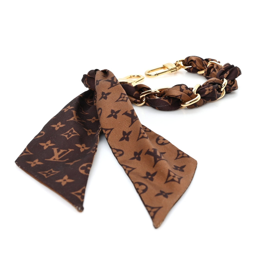 Louis Vuitton Metal Polyester Monogram Braided Scarf Chain Foulard Bag Charm