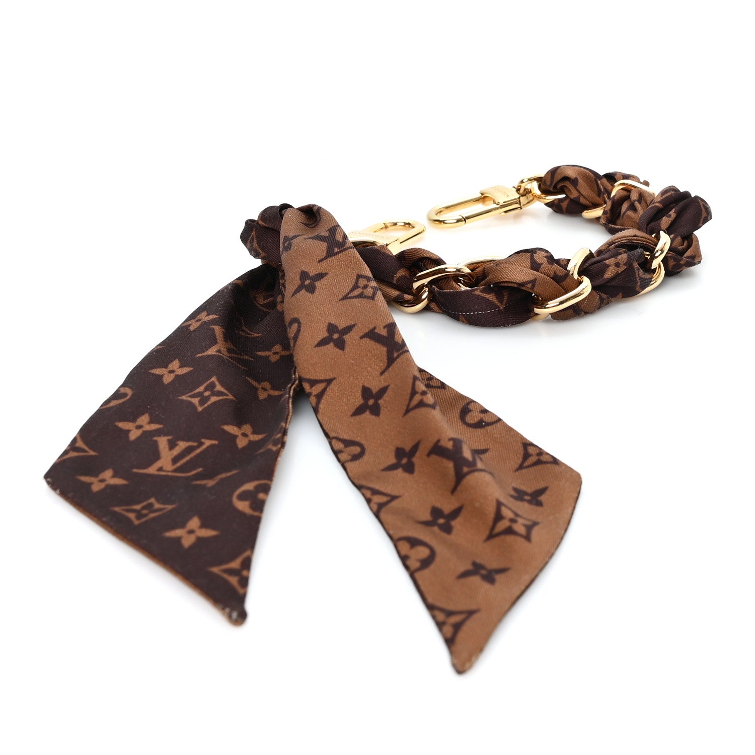 Louis Vuitton Metal Polyester Monogram Braided Scarf Chain Foulard Bag Charm