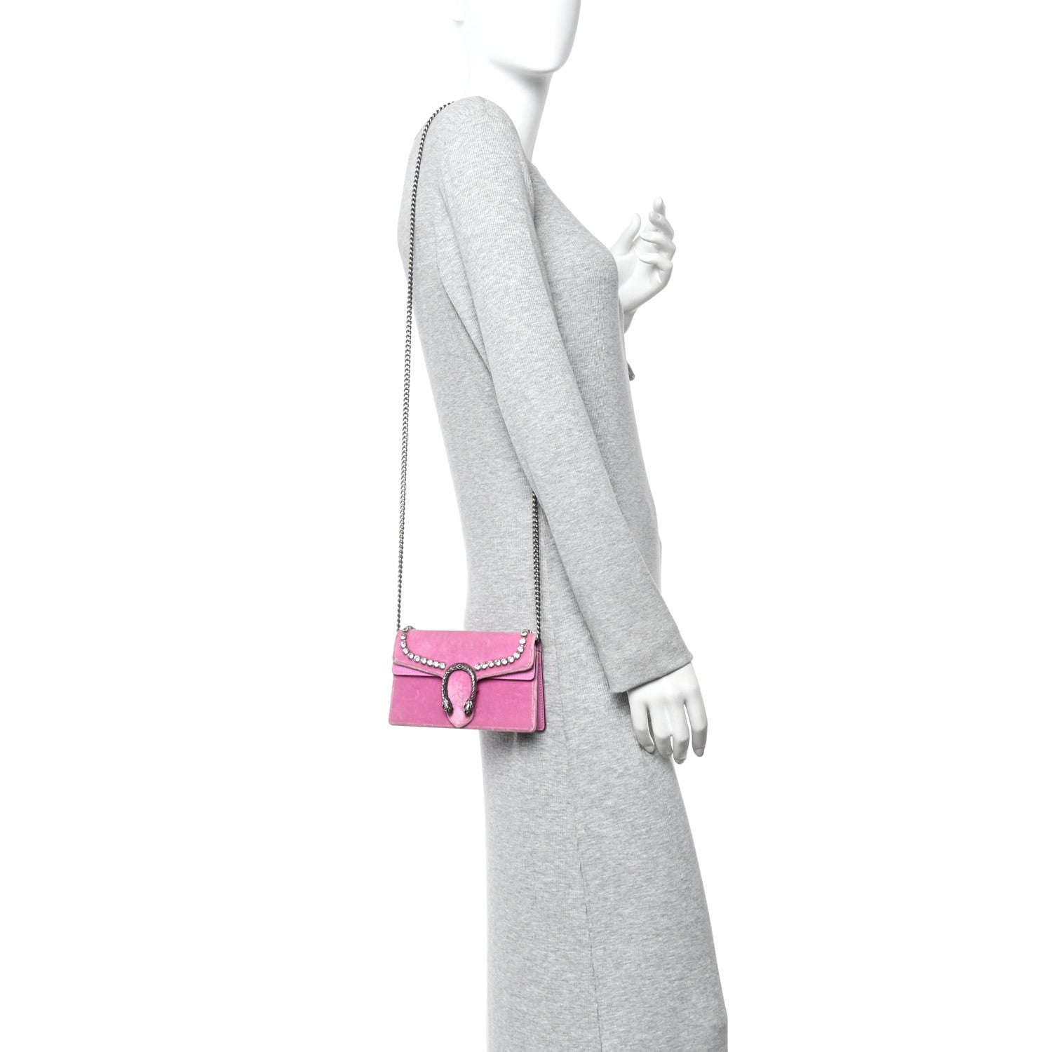 Gucci Velvet Crystal Super Mini Dionysus Shoulder Bag Malva