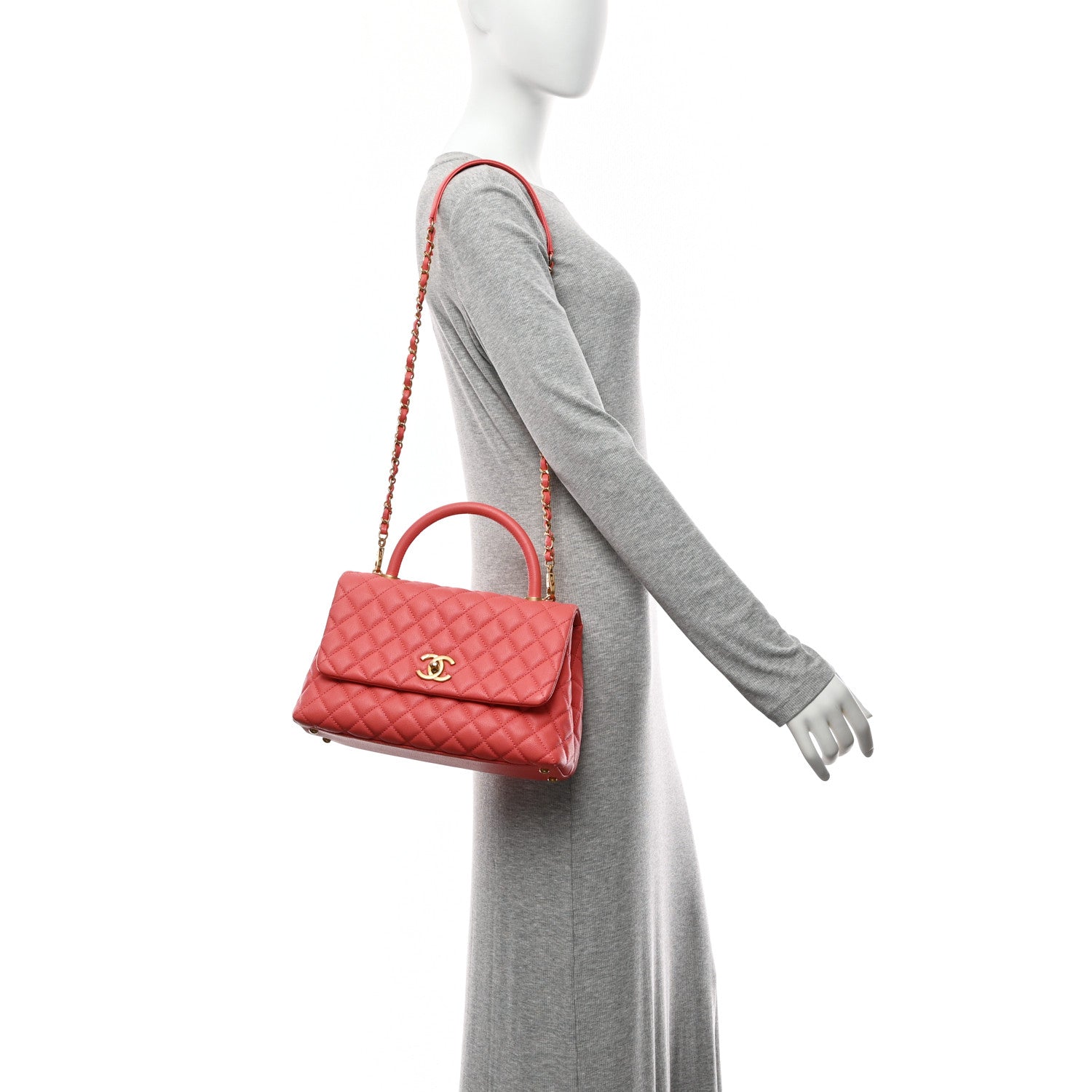 Chanel Caviar Quilted Small Coco Handle Flap Pink