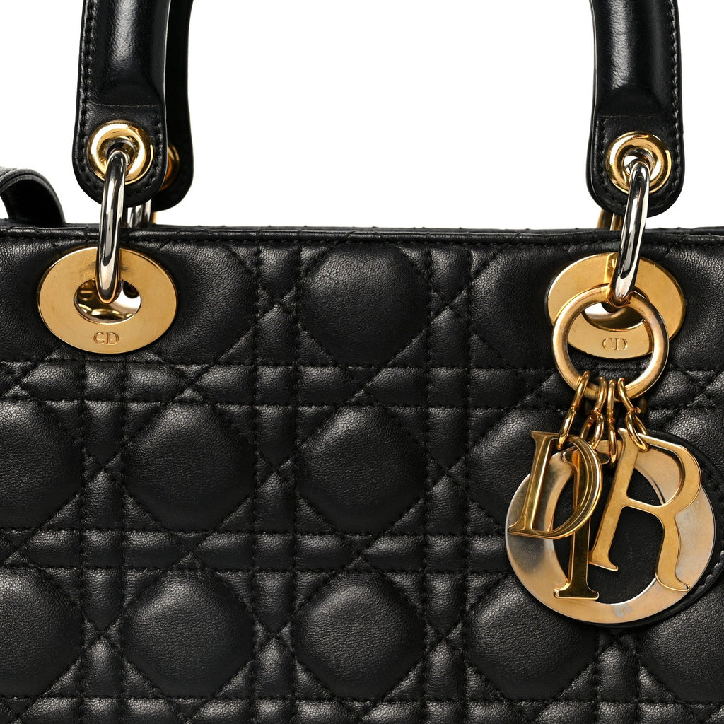 Christian Dior Lambskin Cannage Medium Lady Dior Black