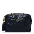 Chanel Lambskin Quilted CC Tassel Camera Case Navy