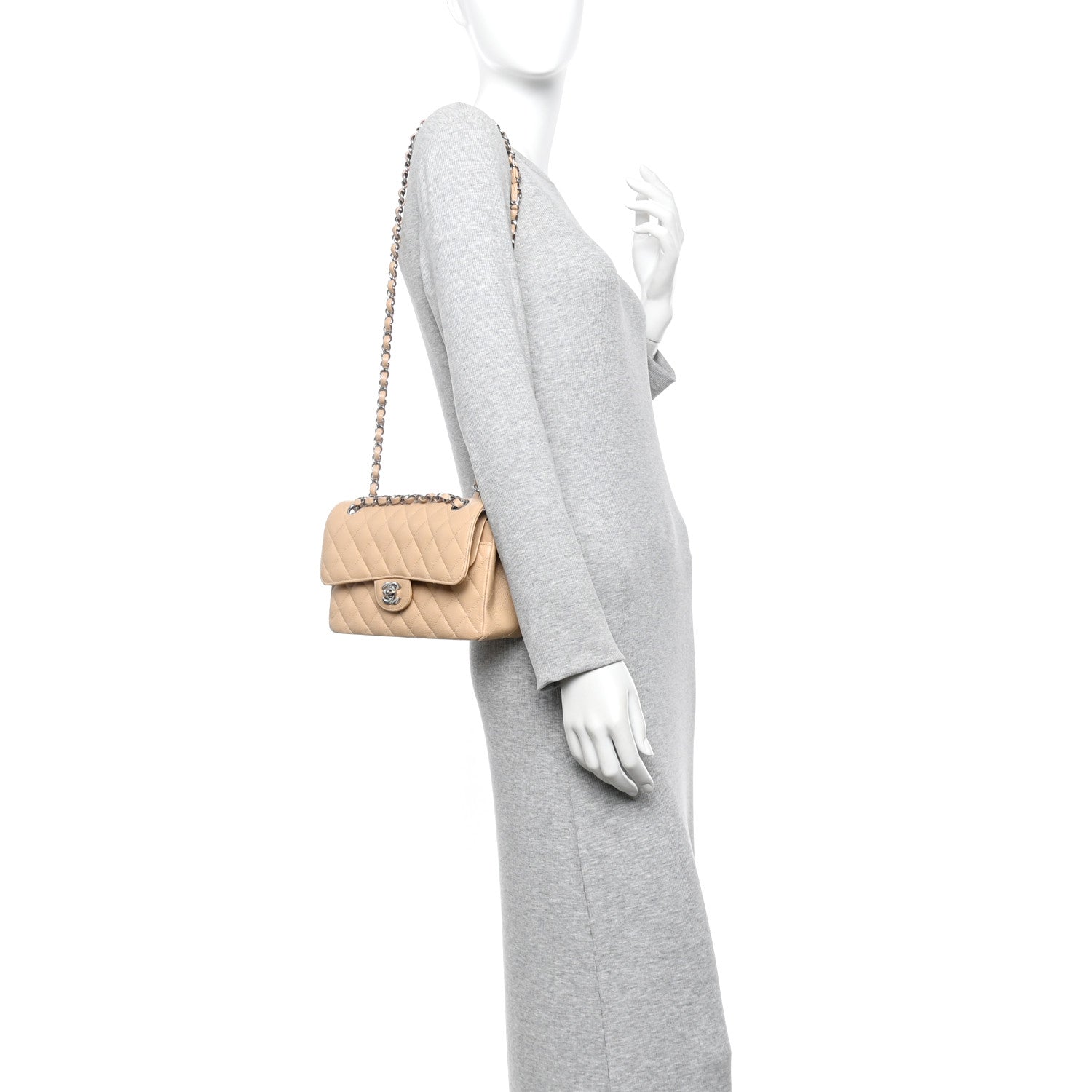 Chanel Caviar Quilted Small Double Flap Beige