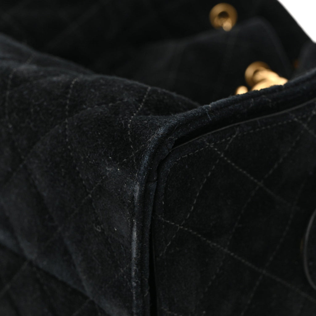 Chanel Suede Quilted Medium Chanel 25 Handbag Black