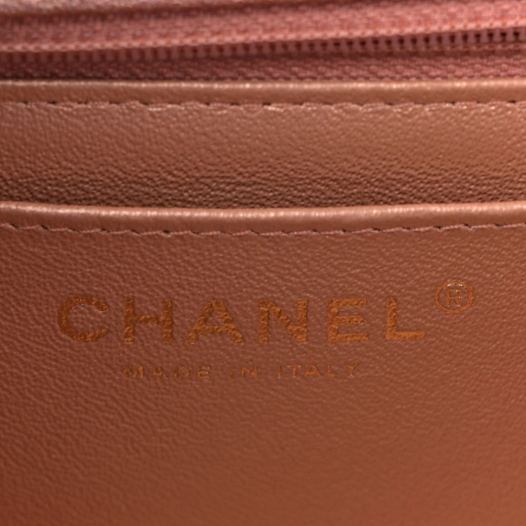 Chanel Metallic Lambskin Quilted Ombre Mini Rectangular Flap Pink