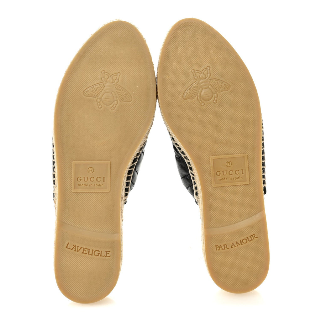 Gucci Nappa Matelasse GG Marmont Espadrille Slippers 36 Black