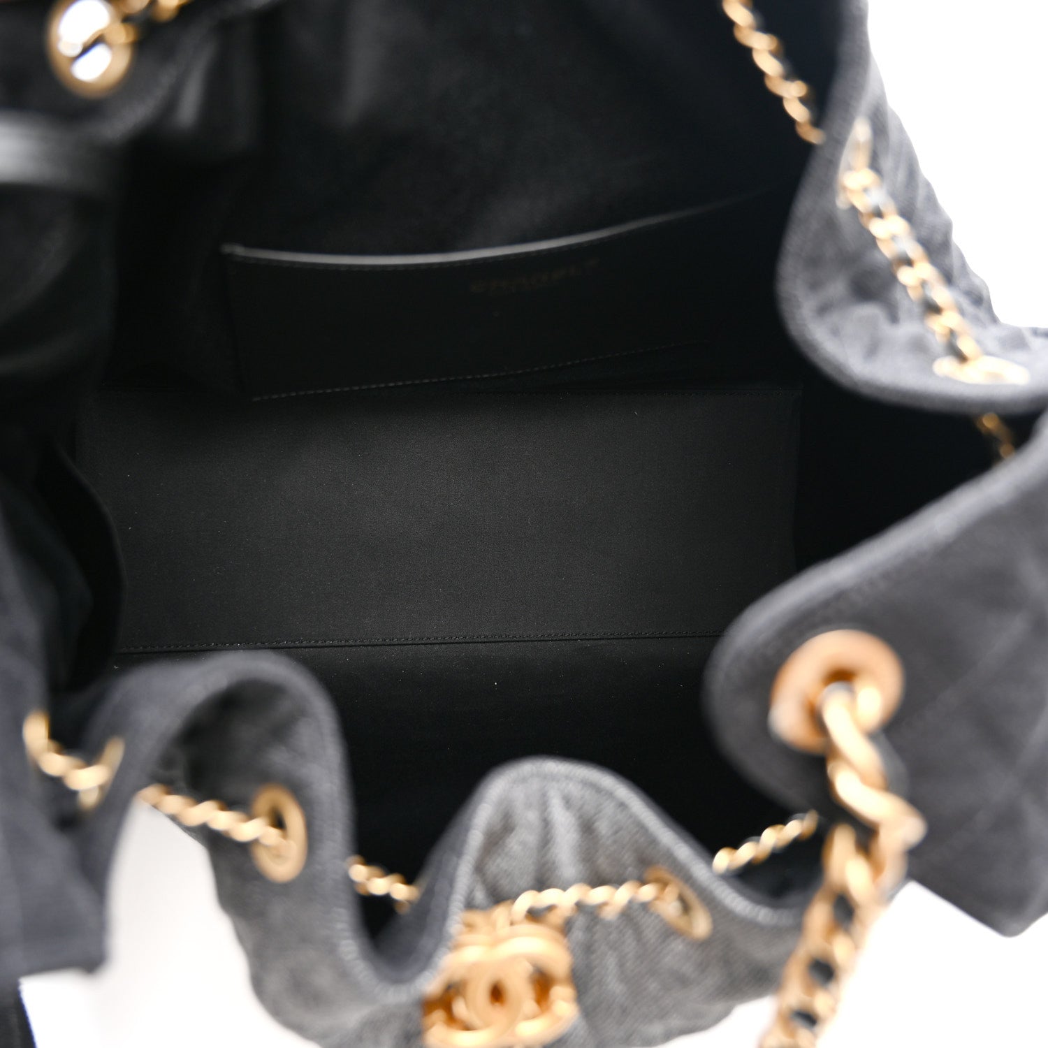 Chanel Washed Denim Quilted Large Chanel 25 Handbag Black