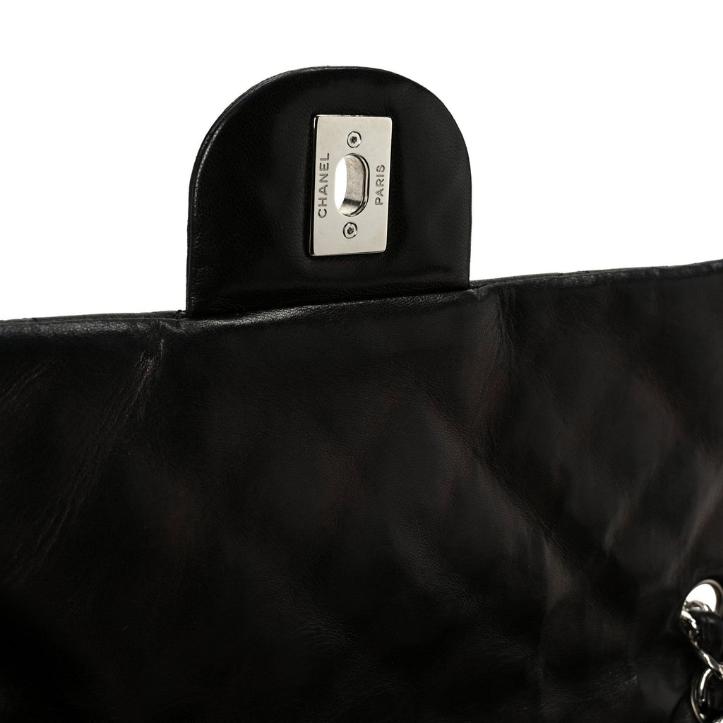 Chanel Washed Lambskin Quilted Maxi Single Flap Black
