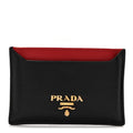 Prada Vitello Grain Metal Card Holder Black Fuoco