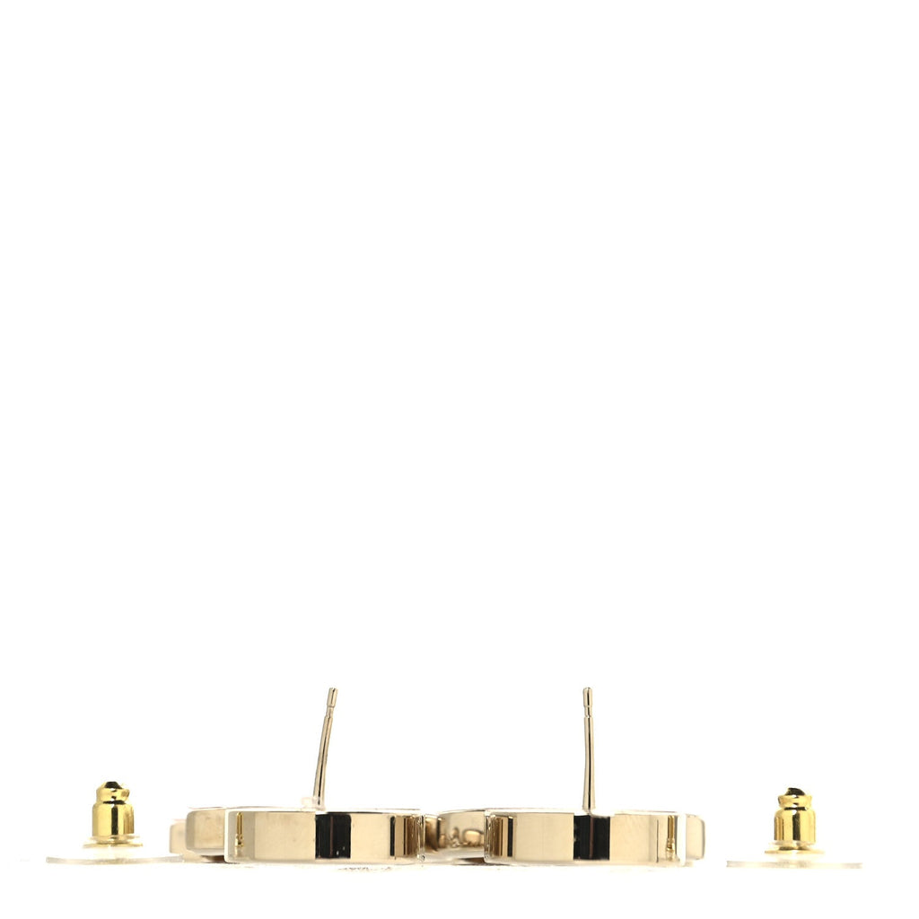 Enamel CC Drop Earrings Black White
