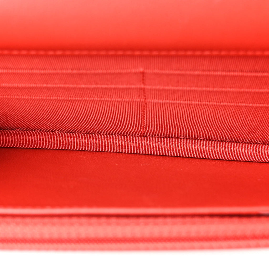 Chanel Lambskin Quilted Wallet On Chain WOC Red