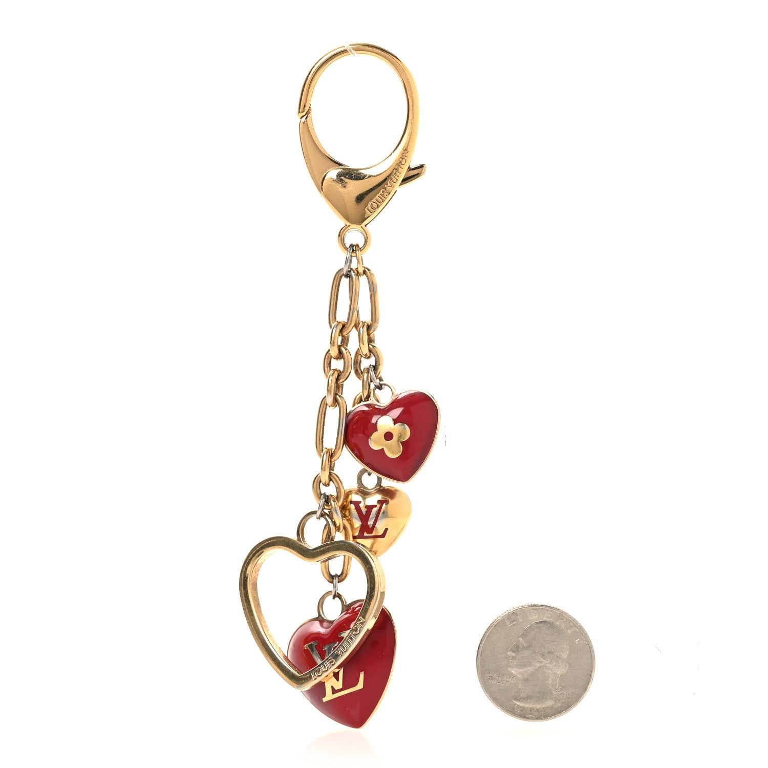 Louis Vuitton Coeurs Heart Bag Charm Key Holder Red
