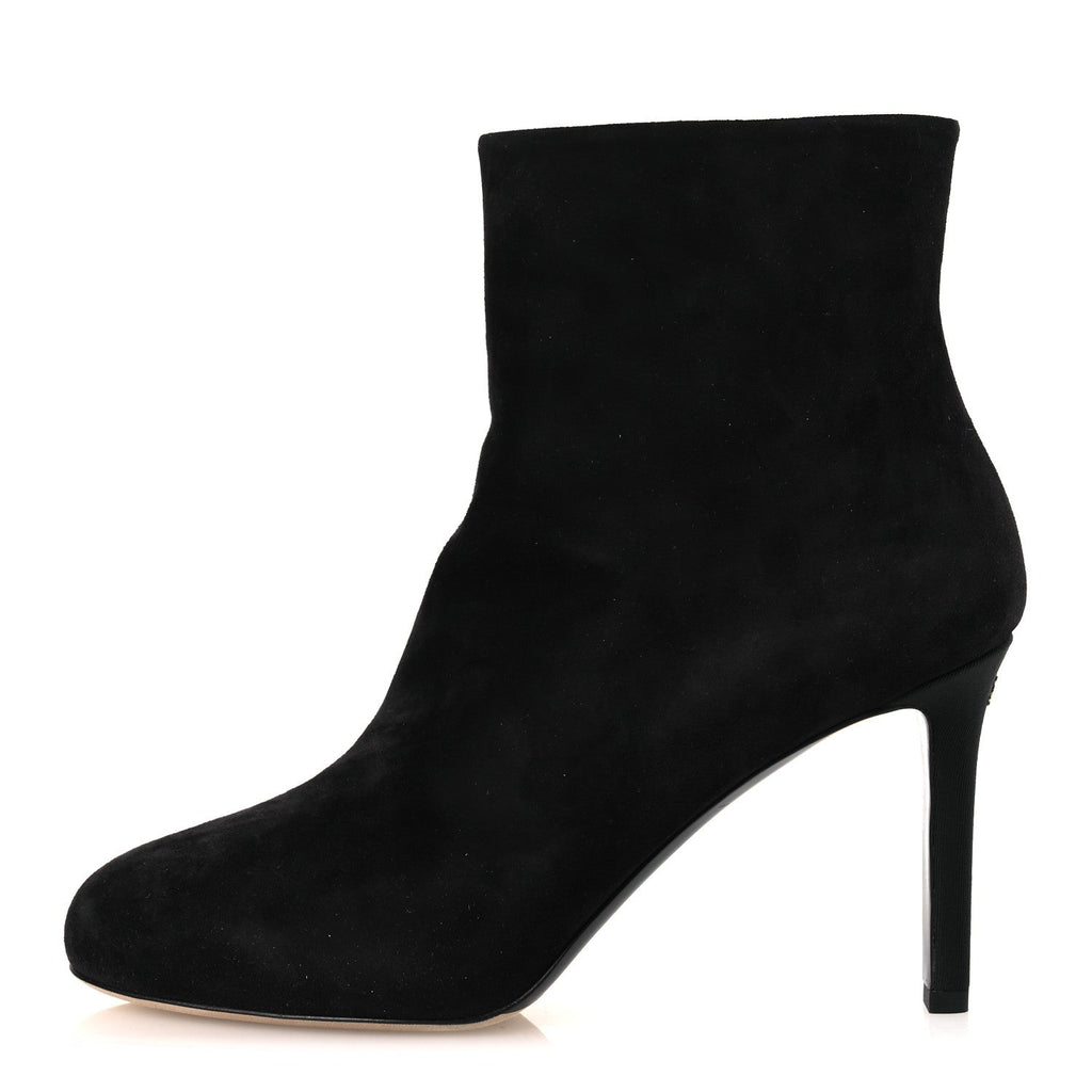 Chanel Suede Grosgrain CC Short Boots 36.5 Black