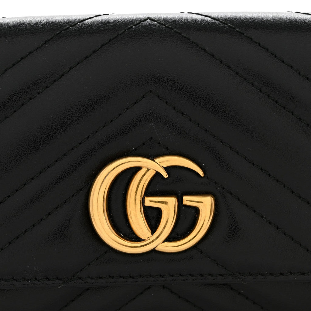Gucci Calfskin Matelasse GG Marmont Continental Wallet Black