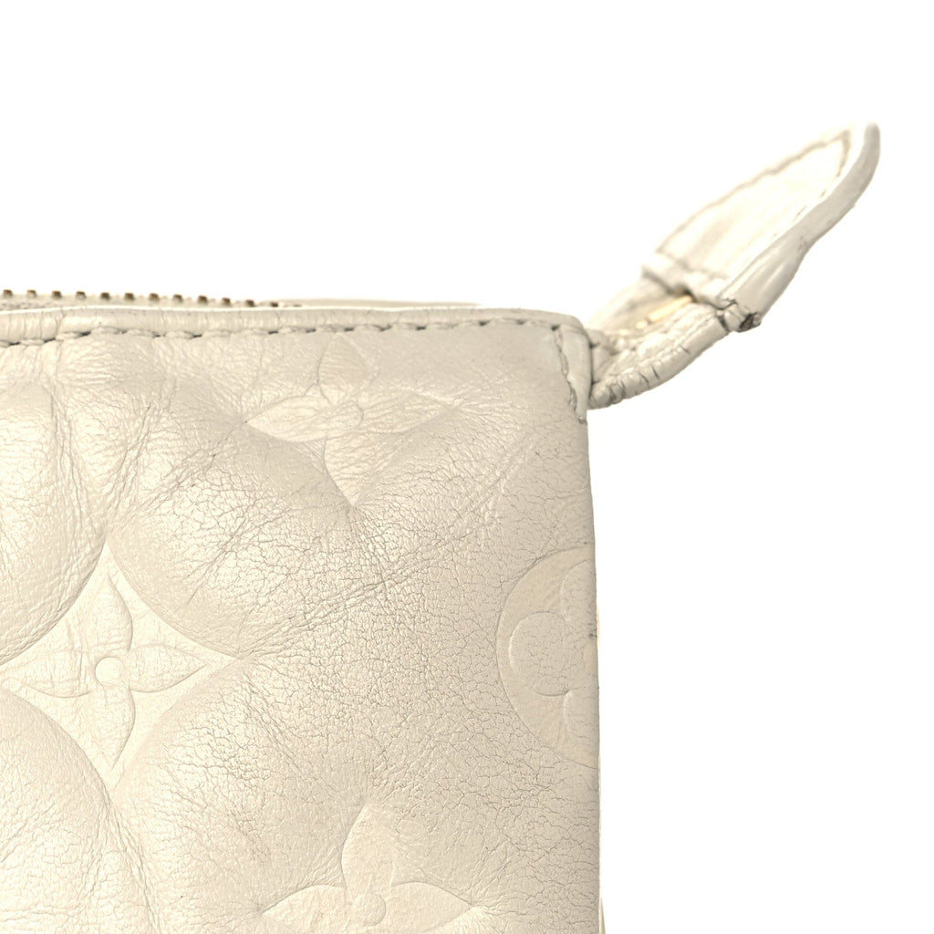 Louis Vuitton Lambskin Embossed Monogram Coussin PM Beige Cream