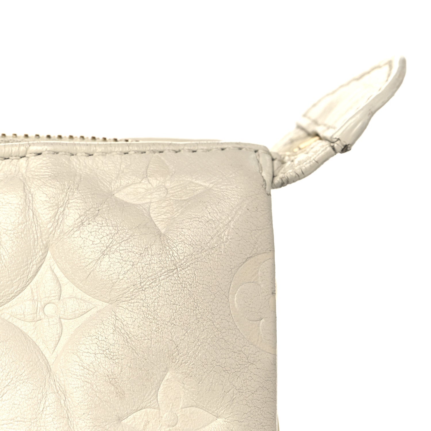 Louis Vuitton Lambskin Embossed Monogram Coussin PM Beige Cream