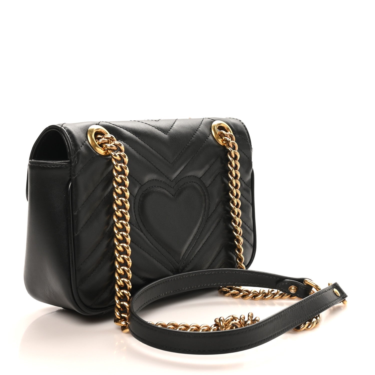 Gucci Calfskin Matelasse Mini GG Marmont Shoulder Bag Black
