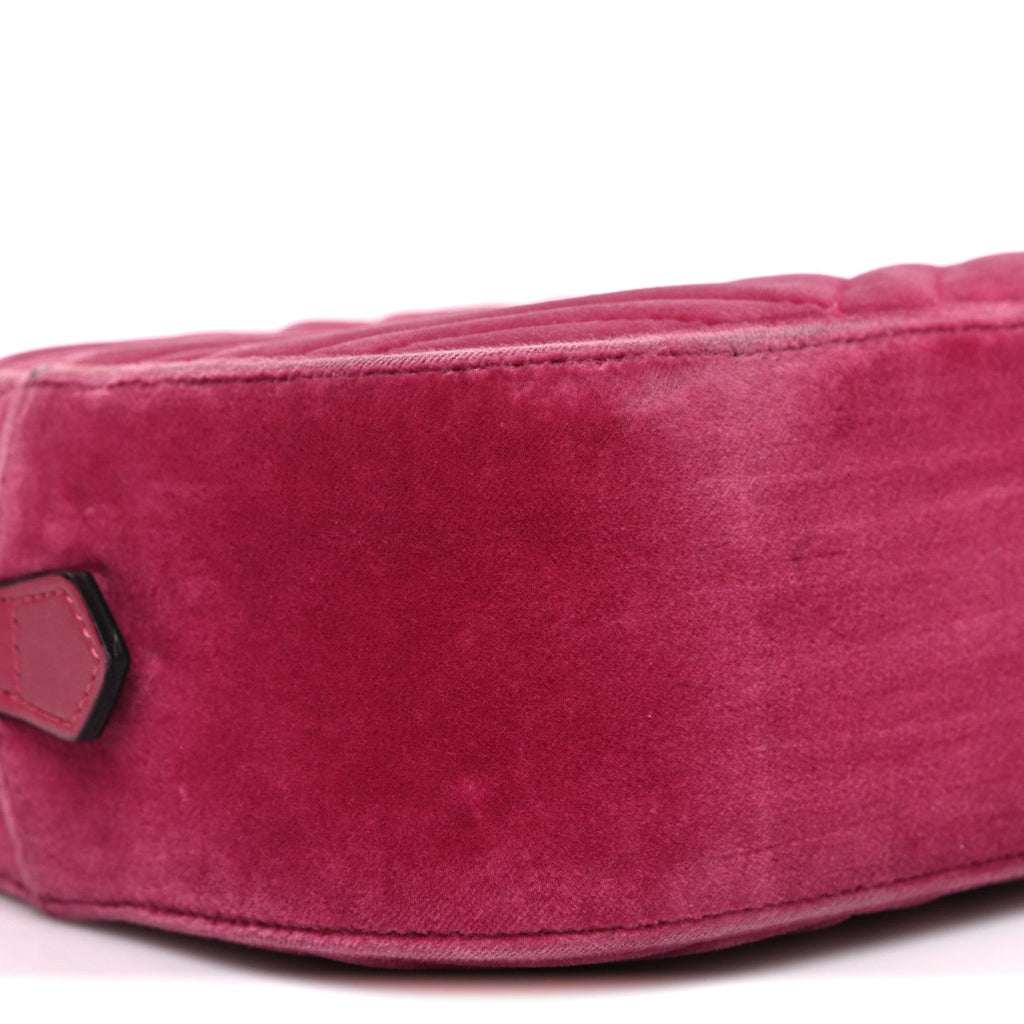 Gucci Velvet Matelasse Small GG Marmont Chain Shoulder Bag Light Raspberry Rose