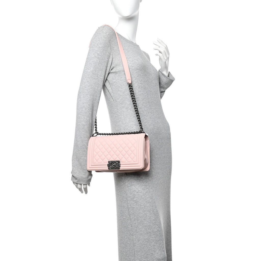 Chanel Calfskin Quilted Medium Boy Flap Light Pink
