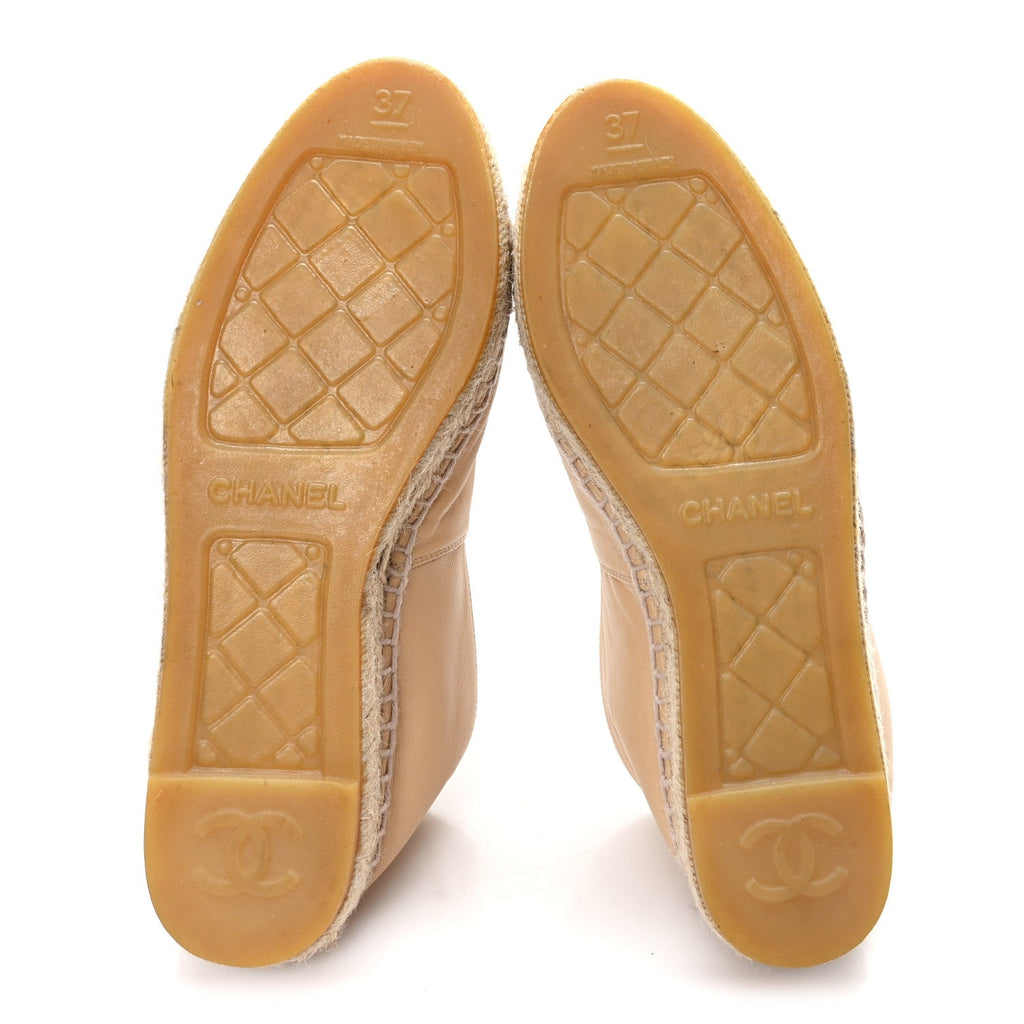 Lambskin CC Espadrilles 37 Beige Black
