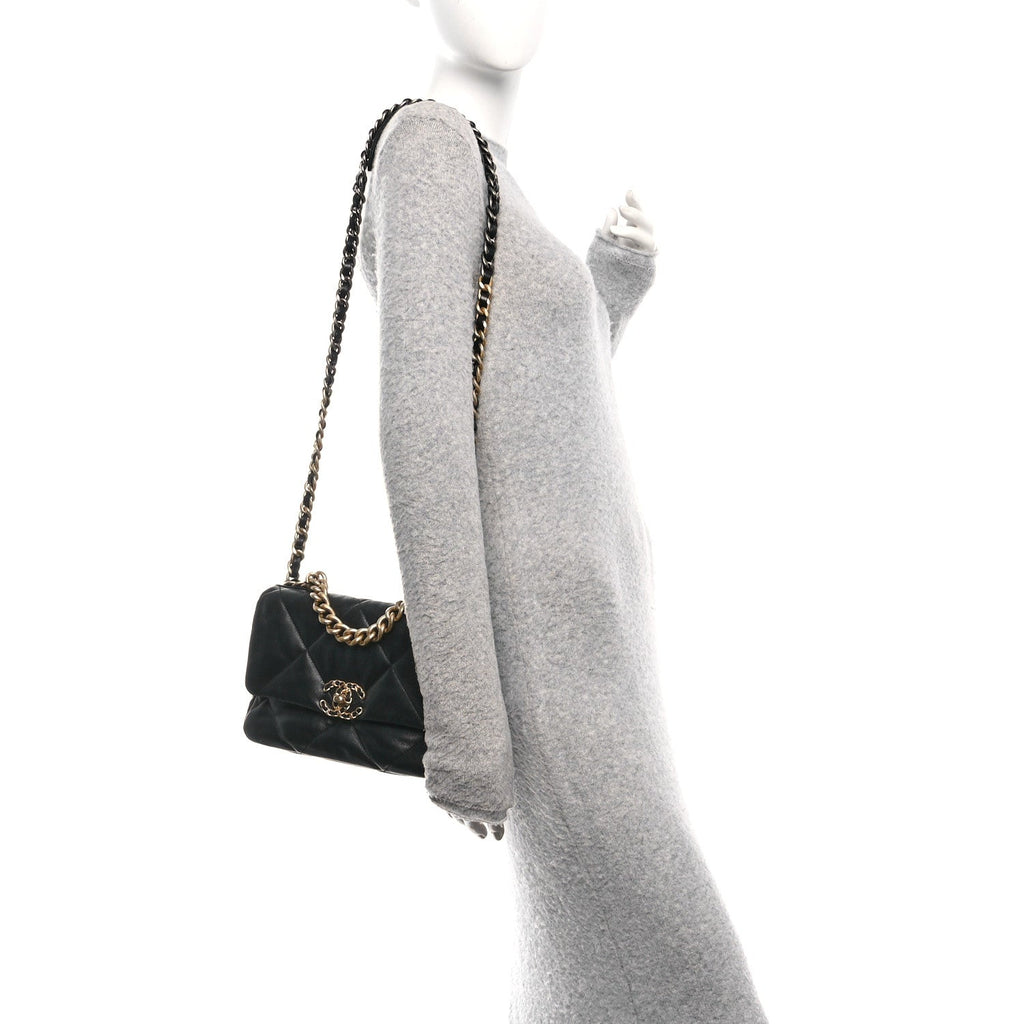 Chanel Lambskin Quilted Medium Chanel 19 Flap Black