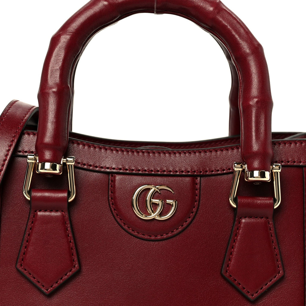 Gucci Sweetbread Calfskin Mini Diana Tote Bag Rosso Ancora