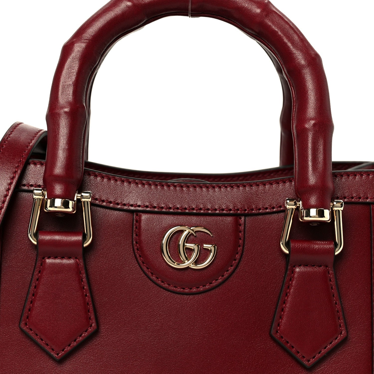Gucci Sweetbread Calfskin Mini Diana Tote Bag Rosso Ancora