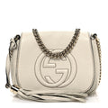 Gucci Pebbled Calfskin Small Soho Flap Crossbody Off White