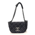 Chanel Lambskin Contrast Stitch Small Surpique Accordion Flap Navy