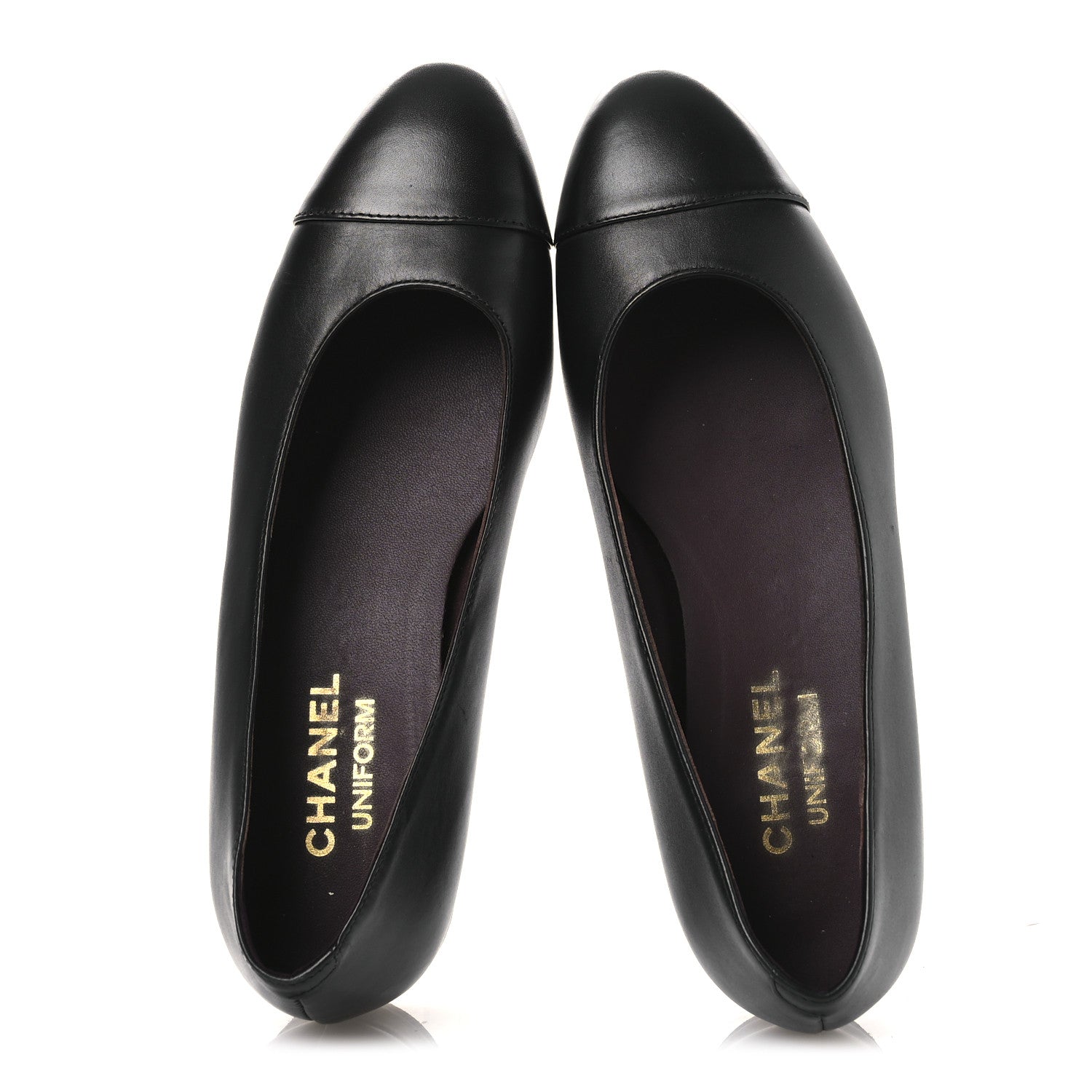 Lambskin Cap Toe CC Uniform Pumps 36 Black