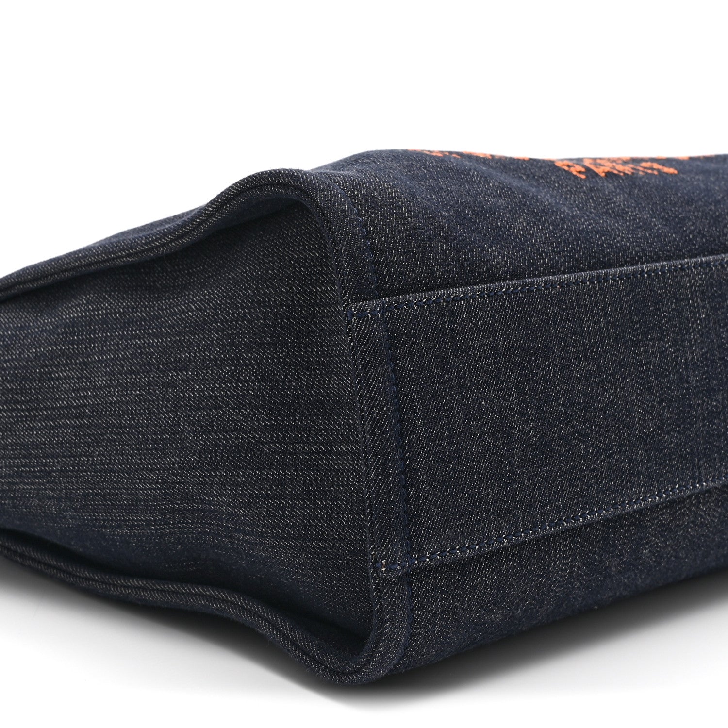 Chanel Denim Small Deauville Tote Blue Orange