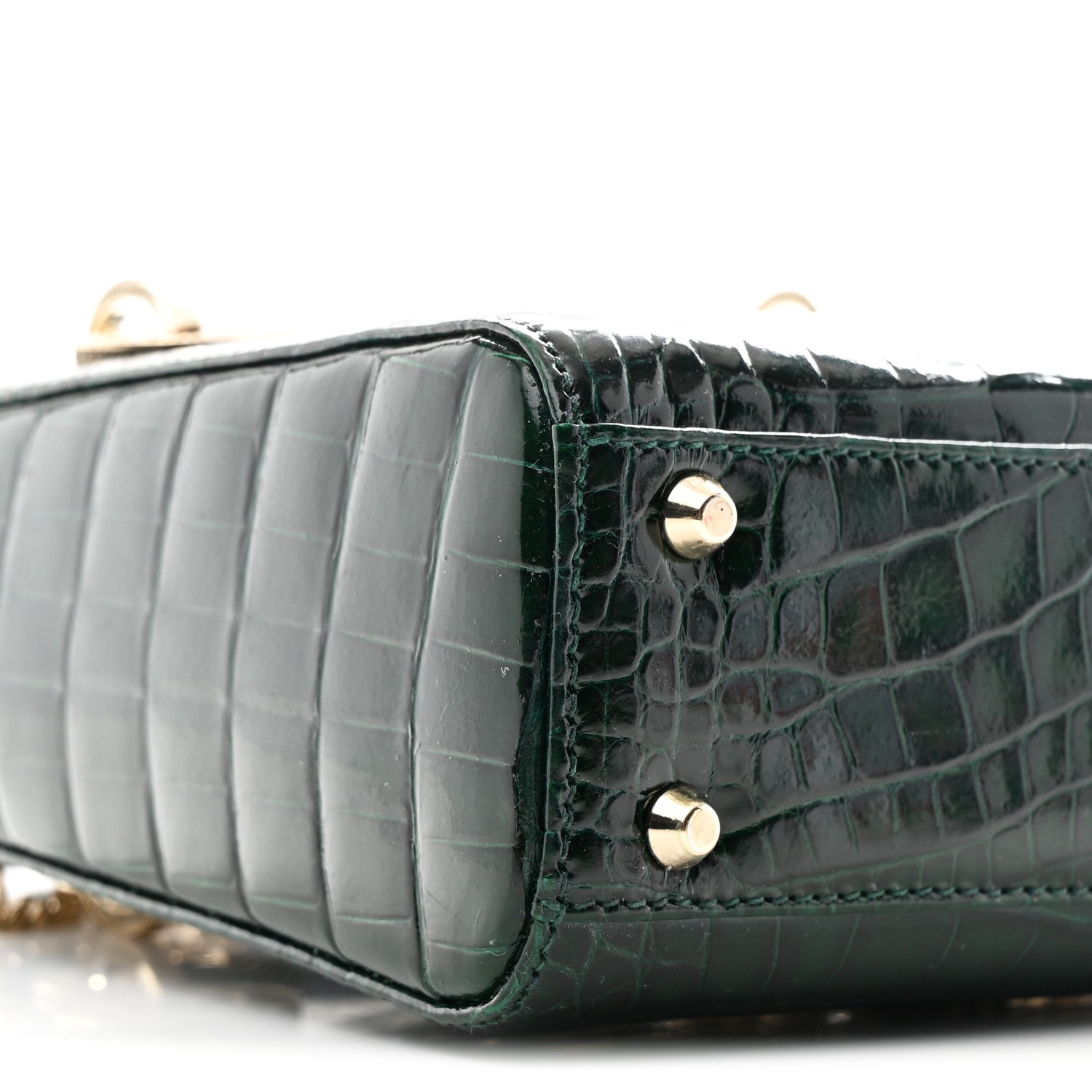 Christian Dior Alligator Crystal Mini Lady Dior Dark Green
