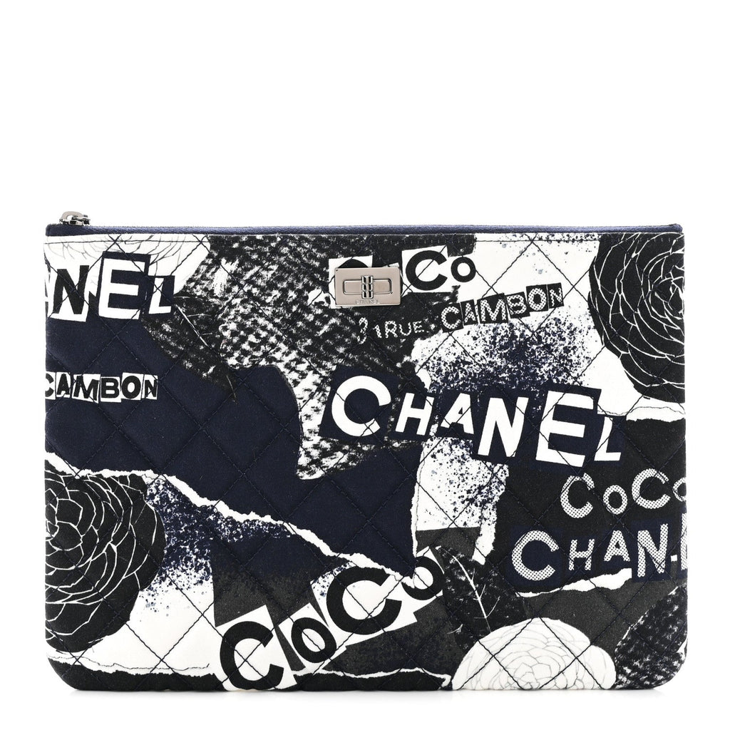 Jersey Quilted Graffiti Large Reissue Cosmetic Case Black White