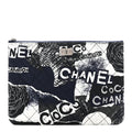Jersey Quilted Graffiti Large Reissue Cosmetic Case Black White