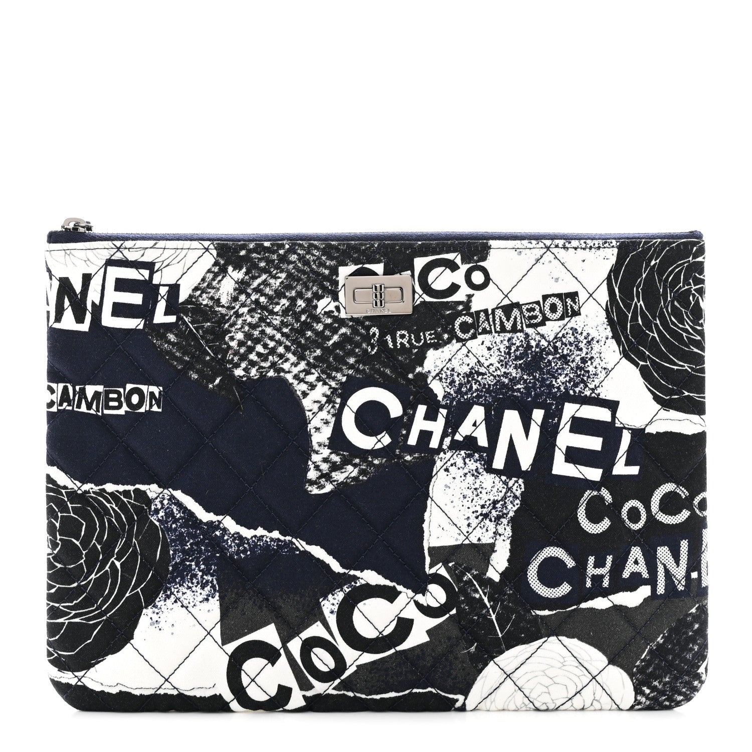 Jersey Quilted Graffiti Large Reissue Cosmetic Case Black White