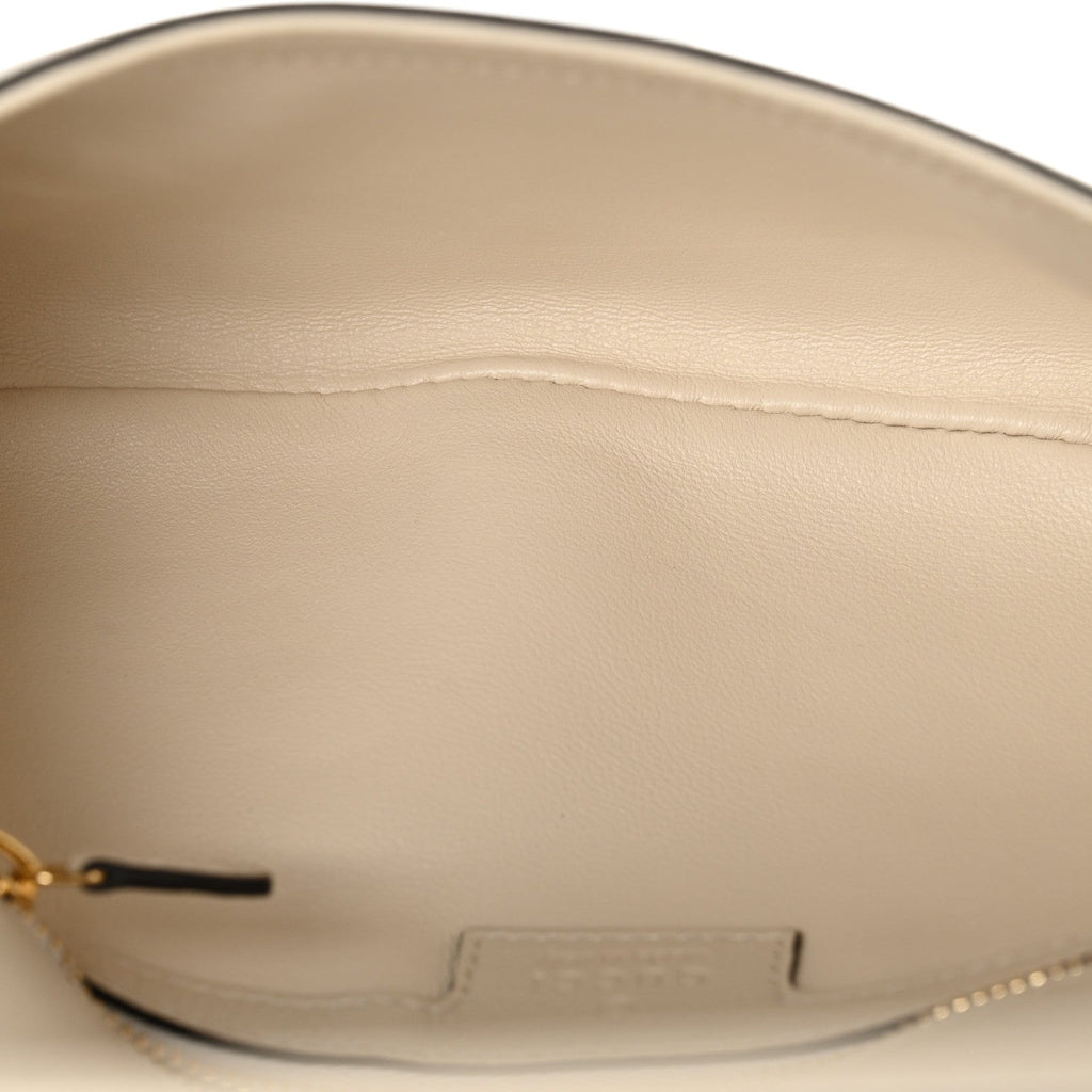 Gucci Roxy Calfskin Blondie Chain Shoulder Flap Bag Mystic White