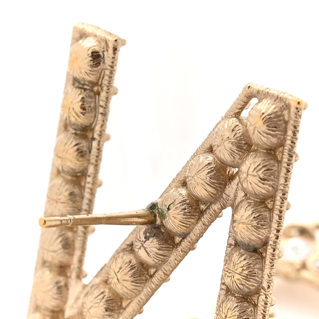 Crystal Cha-Nel Logo Drop Earrings Gold