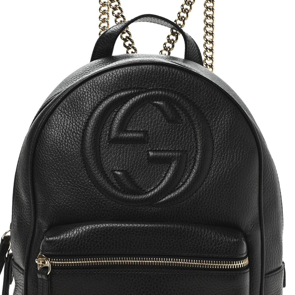 Gucci Pebbled Calfskin Soho Chain Backpack Black