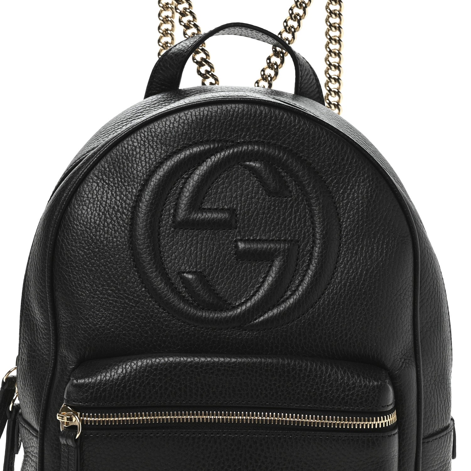 Gucci Pebbled Calfskin Soho Chain Backpack Black