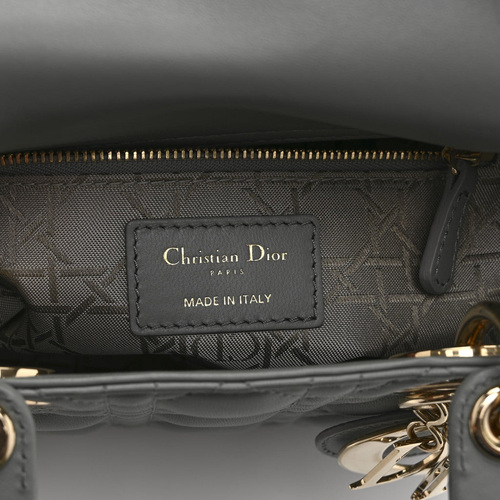 Christian Dior Lambskin Cannage Small My ABCDior Lady Dior Grey