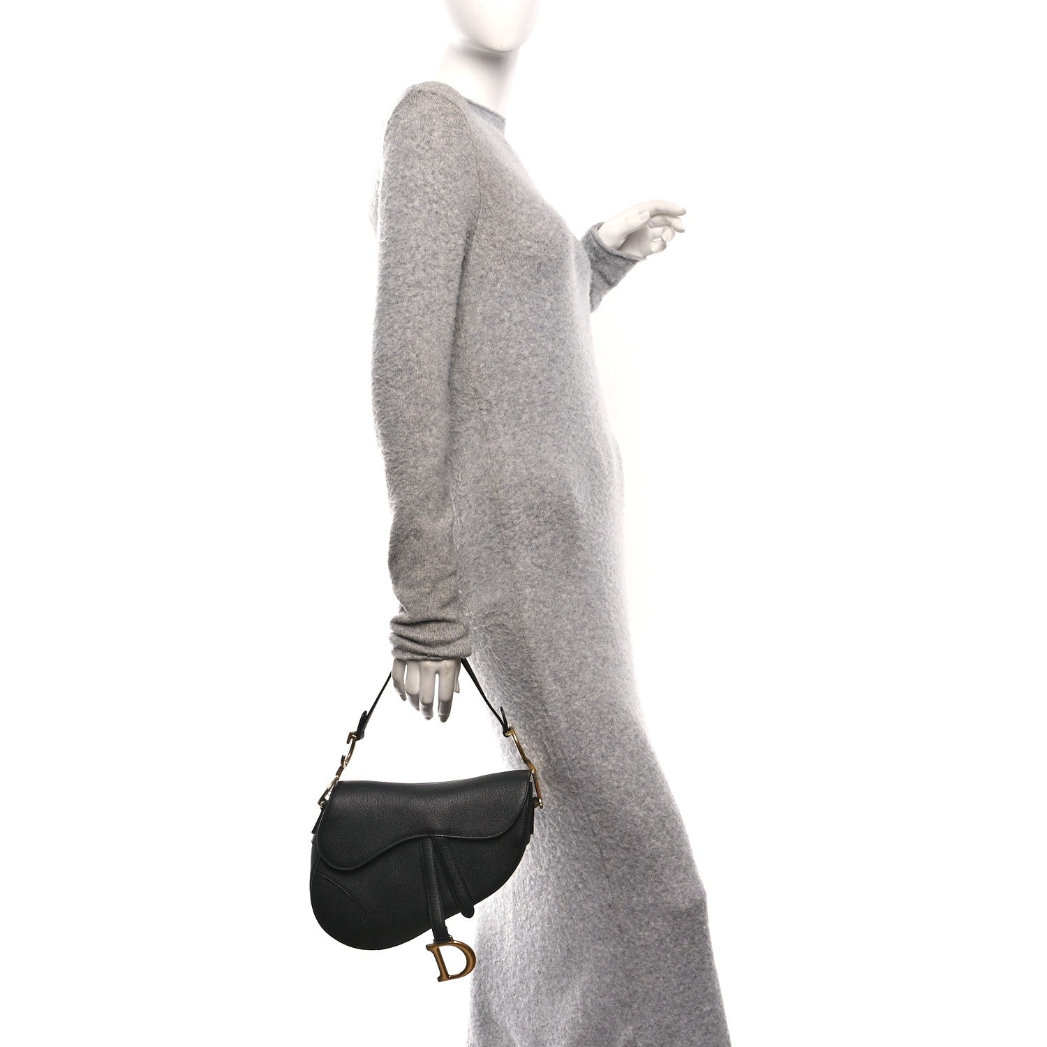 Christian Dior Grained Calfskin Saddle Bag Black