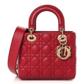 Christian Dior Lambskin Cannage Small My ABCDior Lady Dior Red