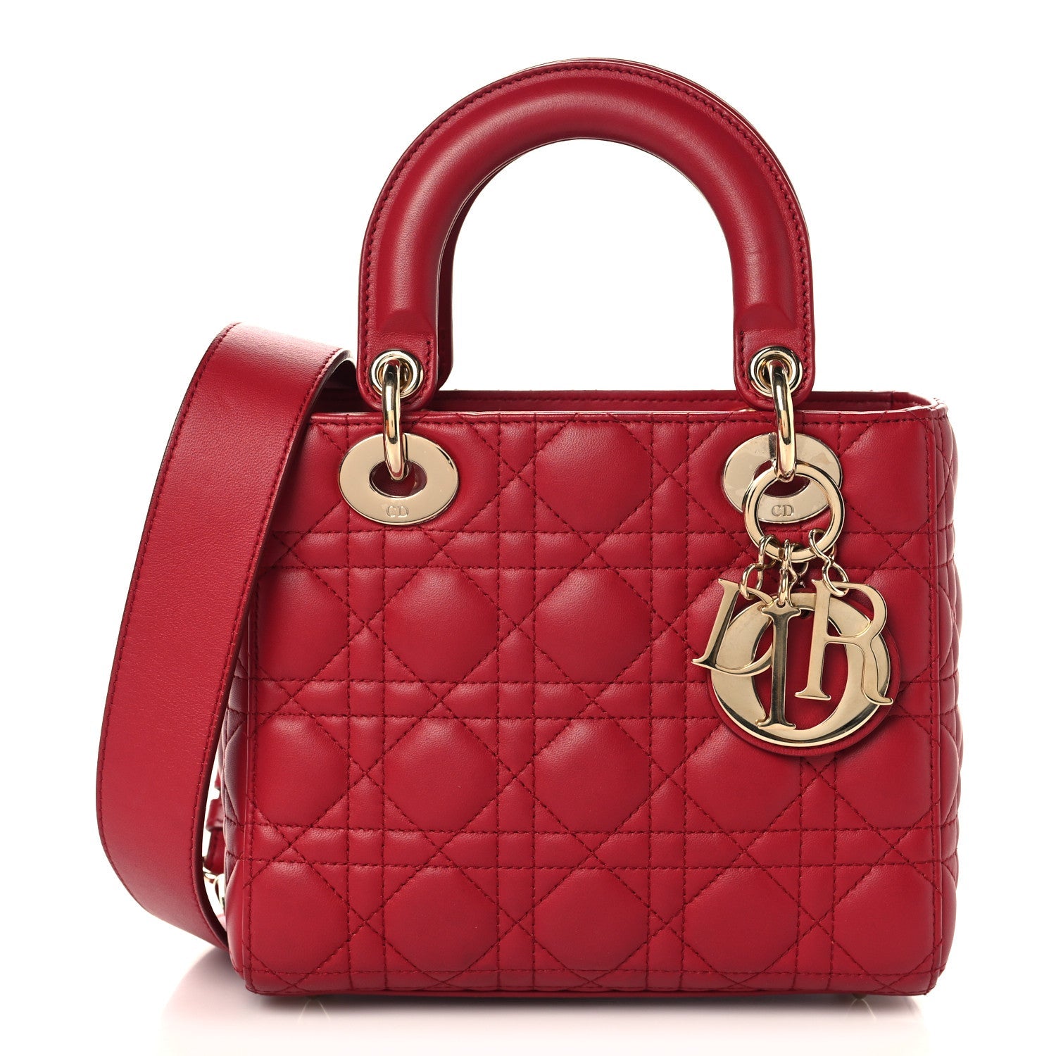 Christian Dior Lambskin Cannage Small My ABCDior Lady Dior Red